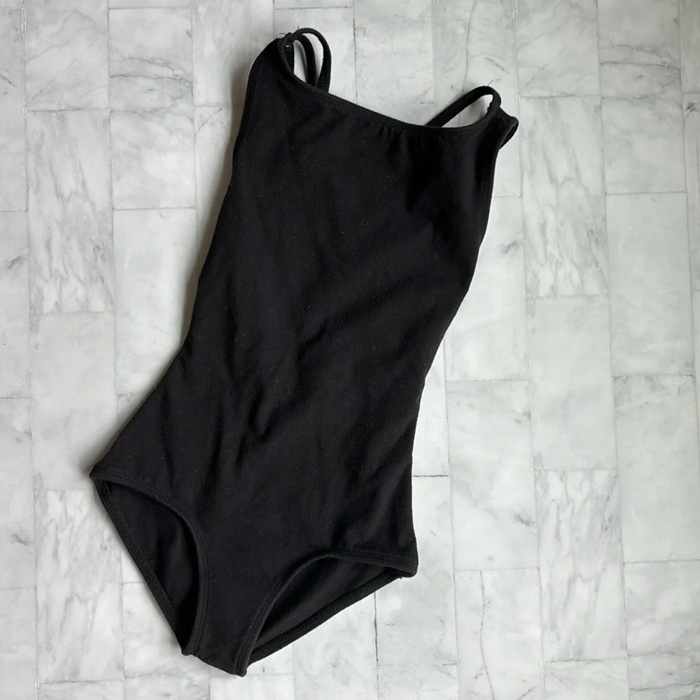 Theatricals Girls Black Cotton Triple Strap Tank Leotard